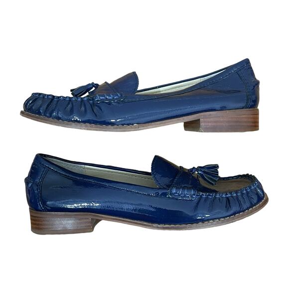 Dolce Vita Women’s Blue Patent Leather Tassel Penny Loafer Size 7.5 - Picture 9 of 12